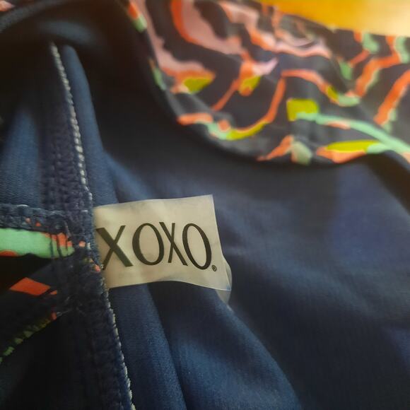 XOXO Womens High Neck Deep Plunge Multicolored Zebra Swimsuit Size Medium NWT - Picture 6 of 9